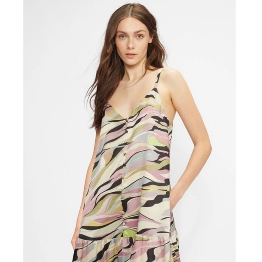 Ted Baker Tiered Warren Spaghetti Strap Button Down Maxi Dress Ted size 1 US 0-2